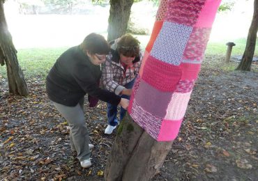 Pink knitwear in local community